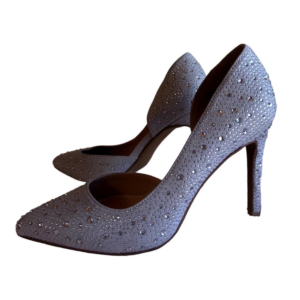 BCBGeneration Dove Gray Crystal Encrusted Sparkly Stiletto Heel Pumps size 8 - Picture 3 of 12